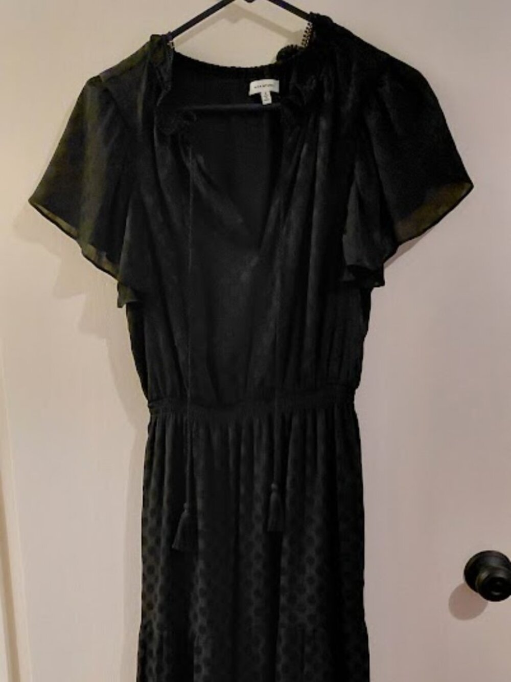Max Studio Long Black Polka Dot Dress